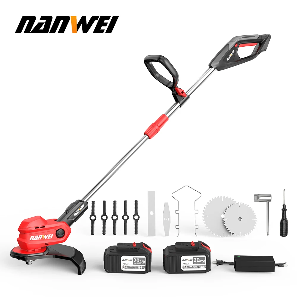 21V  NANWEI Lithium Ion Cordless Brushless Lawnmower 7 inch Small Home Cordless Weeder Trimmer