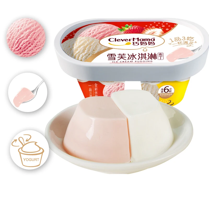 Oem Pudding Wholesale 90g Low Sugar Double Flavor Coconut & Cheese Ice Cream Pudding