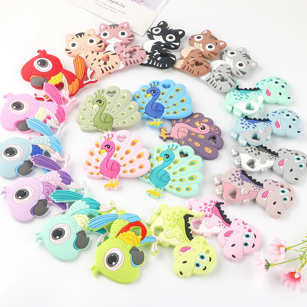 Food Grade BPA Free Cartoon Teething Rod Kids mom Nursing Animal Baby Chew Silicone Teether Toy For baby teething or chewing