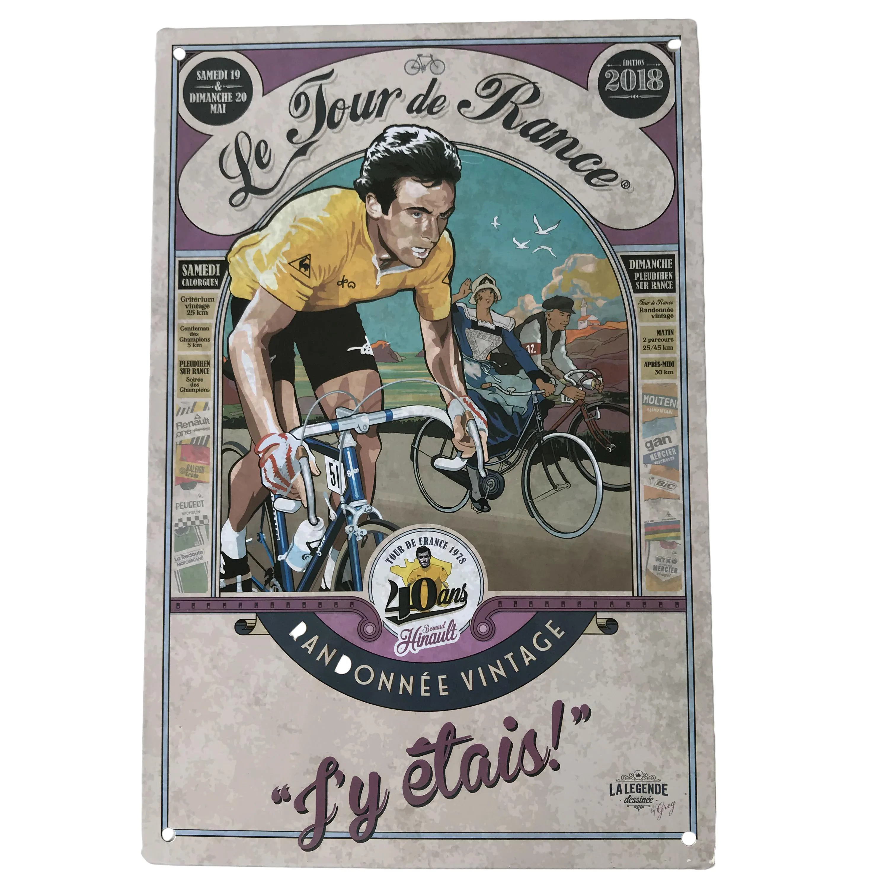 Custom-made drawing in metal plates with punched holes and rolled edge tin sign of plane,bike,car