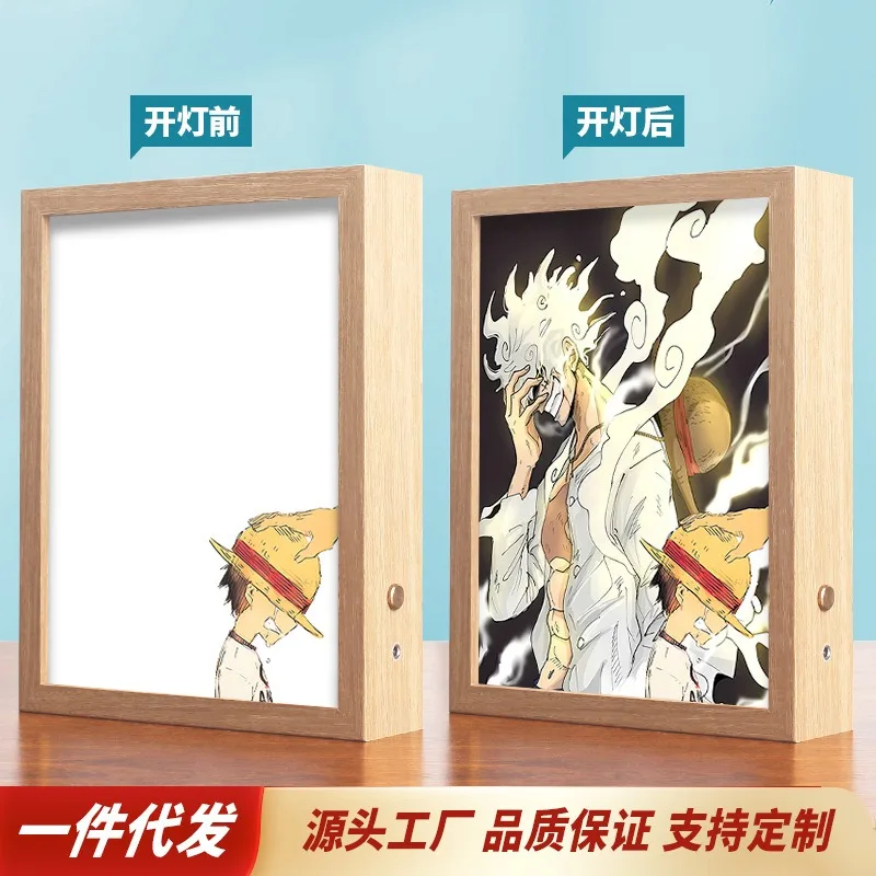 Anime-inspired Pet View Night Lights Photo Frame Three-Color Glowing LED Decorative Lamp Remote Control Upward Hanging Pictures