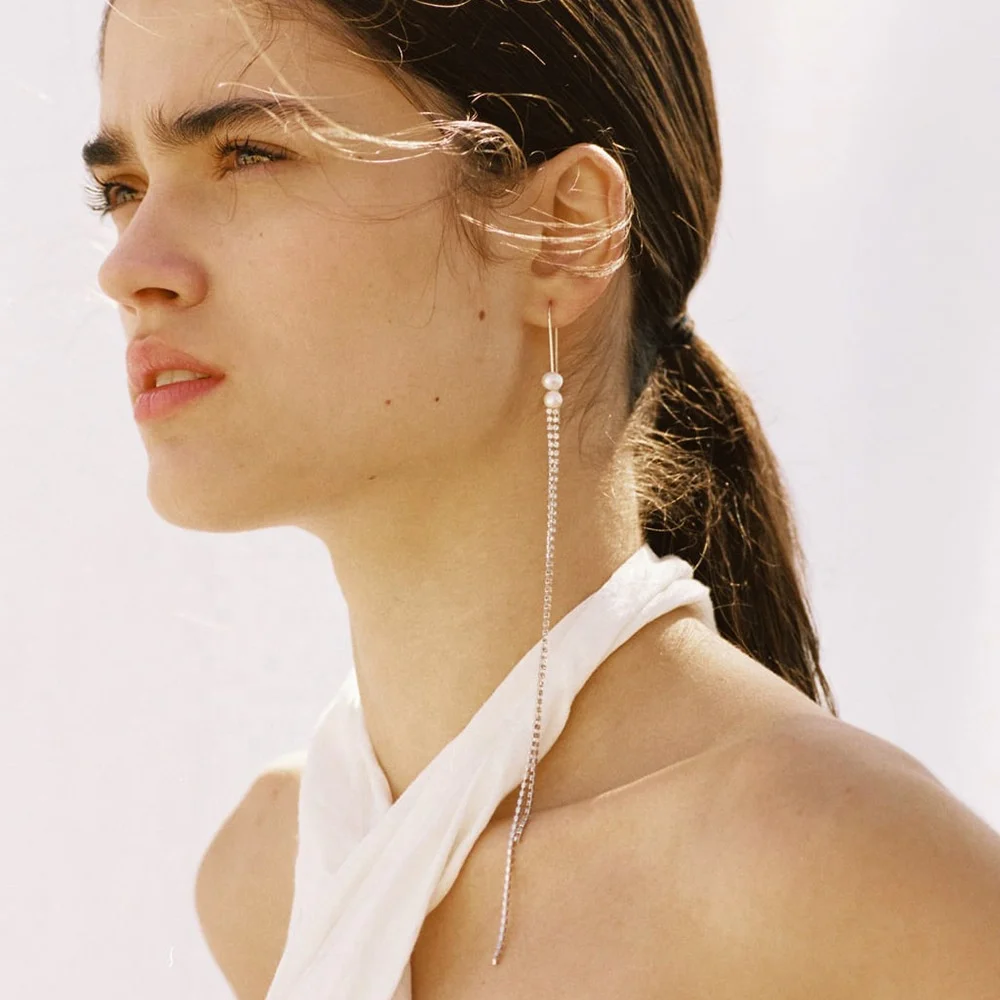 2020, сделано в Китае, длинные висячие серьги с кисточками, серьги с хрустальным жемчугом и крючком для женщин и девушек