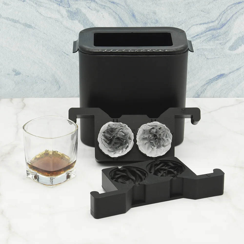 Hot BPA free  Easy released Silicone Skull shape  Clear Ice Cube Ice Ball Mold Maker with Bucket