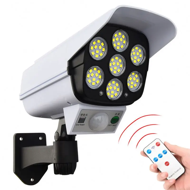 CCTV simulation camera home security surveillance dummy camera with lithium battery led outdoor solar wall light