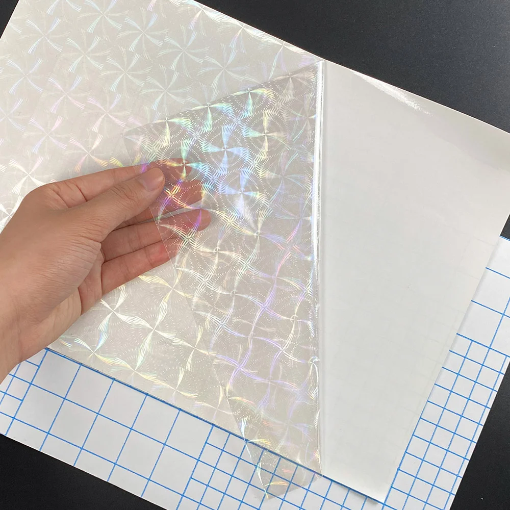 Self Adhesive Holographic Film  cat eyes Cold Lamination Film 3D Sheet Transparent Holographic Lamination Film