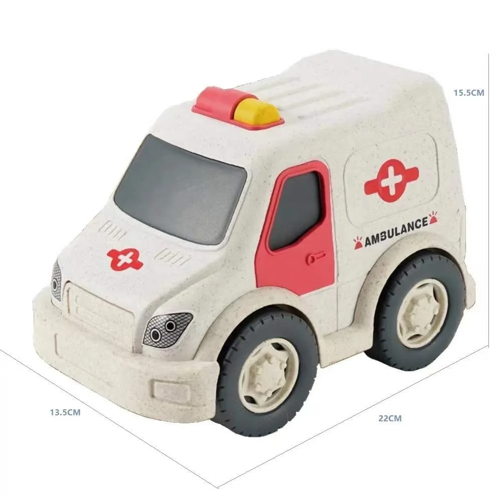 Wheat Straw Eco Friendly Material Biodegradable Construction Vehicles Play Set Indoor Ambulance Toys Cars for Kids