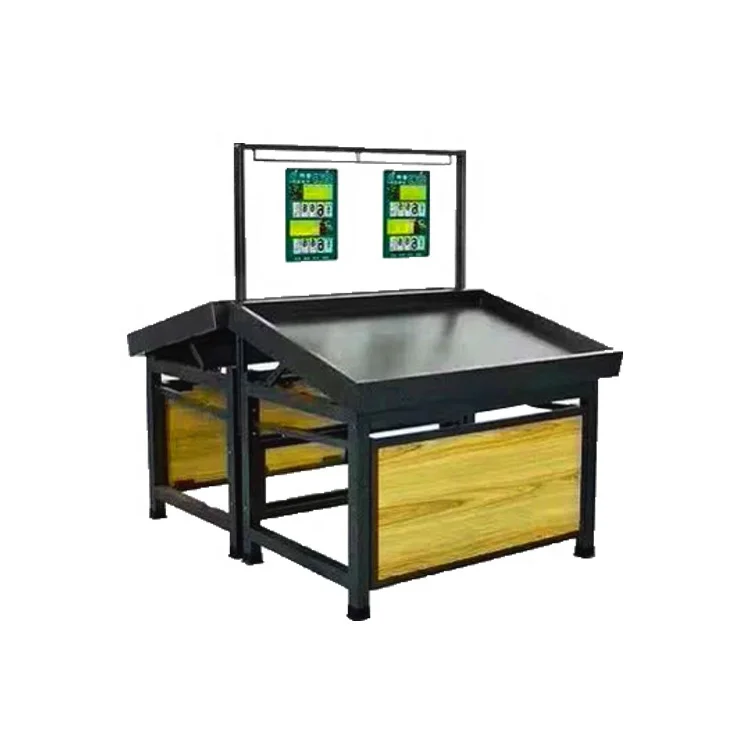 Новый стиль стальной и деревянный материал стойка для овощей фруктов