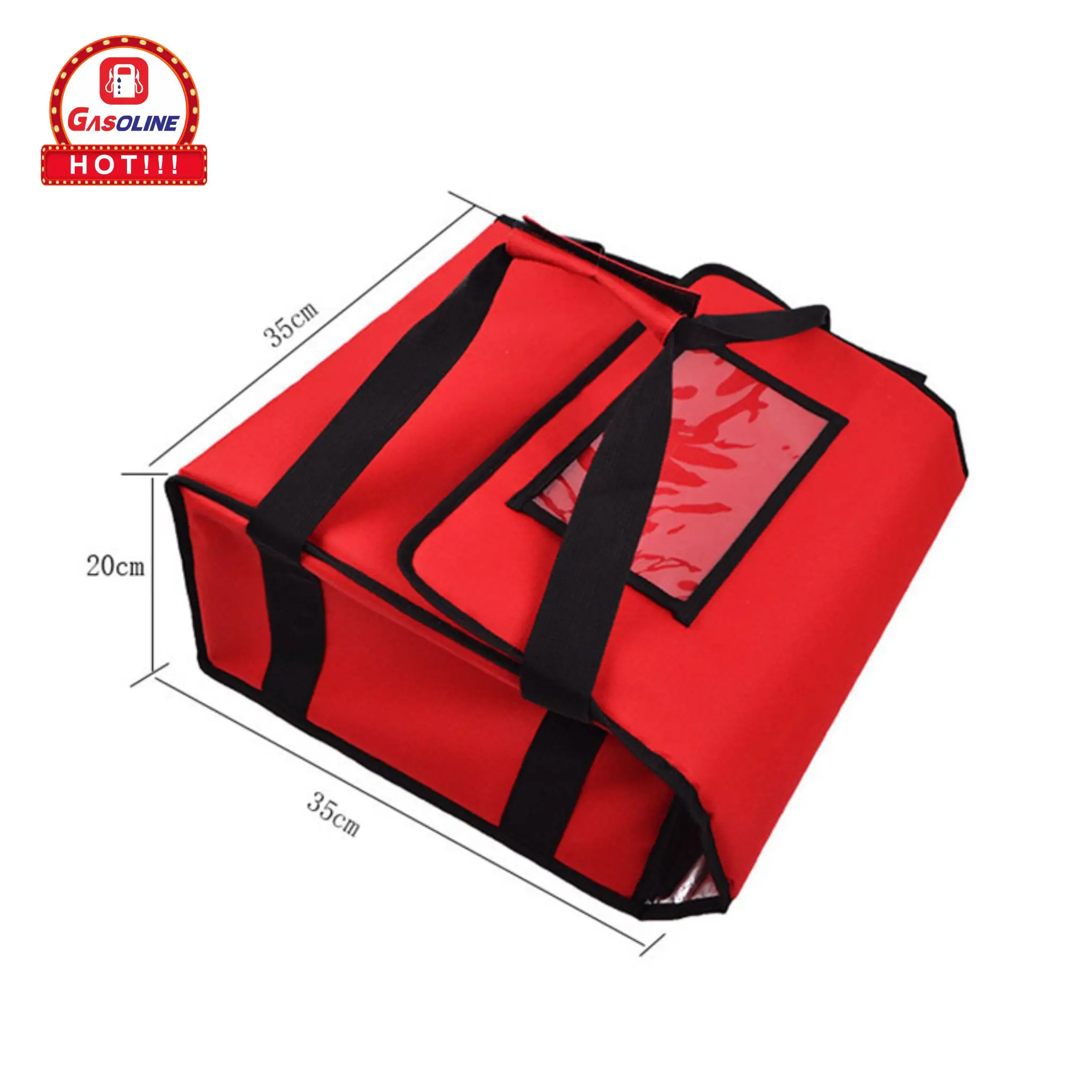 Fashion Waterproof Reusable Insulated Food Pizza Delivery Bag Shoulder Bag Promotion Gift or Shopping Bag Customized Gasoline