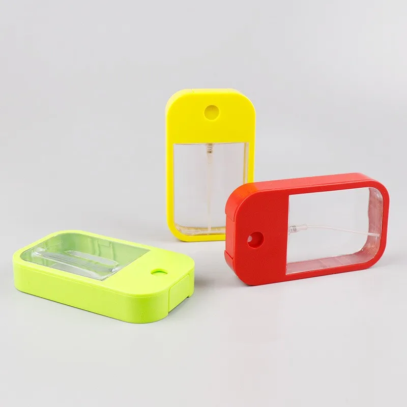 Customized Color Pocket Abs Petg Plastic Cell Phone Credit Card Shape Hand Sanitizer Spray Bottle with Keychain Silicone Case