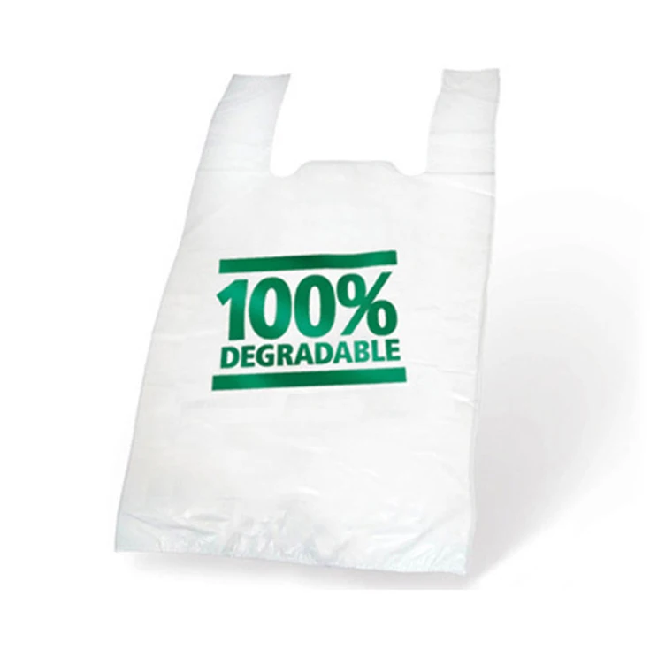 Factory Custom Logo 100% Biodegradable Compost Pla+Pbat+Corns Supermarket Die-Cut T-shirt Vest handle Shopping takeaway Bag