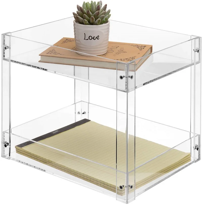 AC0014 Clear Acrylic Book Rack File Folder Rack for Document Paper Letter Book Envelope Laptop Organizer