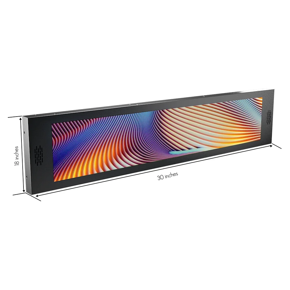 28 Inch Ultra Shop Market Shelves Lcd Digital Thin Wall Mounted Advertising Lcd Stretched Bar Lcd Display