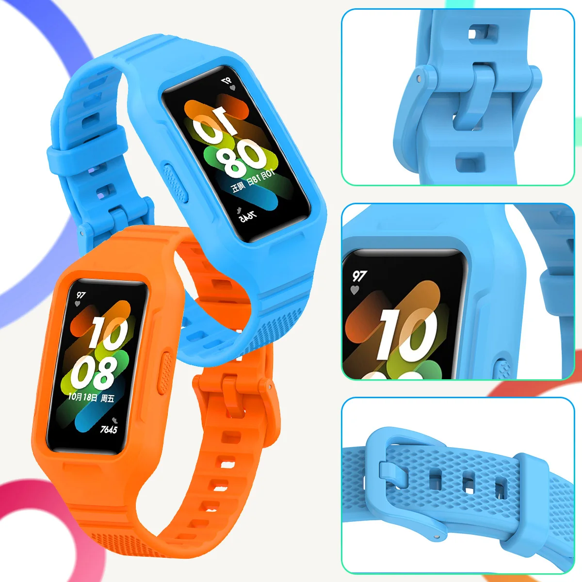 Silicone Strap for Huawei Band 9 8 7 6 Integrated Sport Belt Textured Bracelet for Huawei Honor Band 6 Strap Silicone Wristband