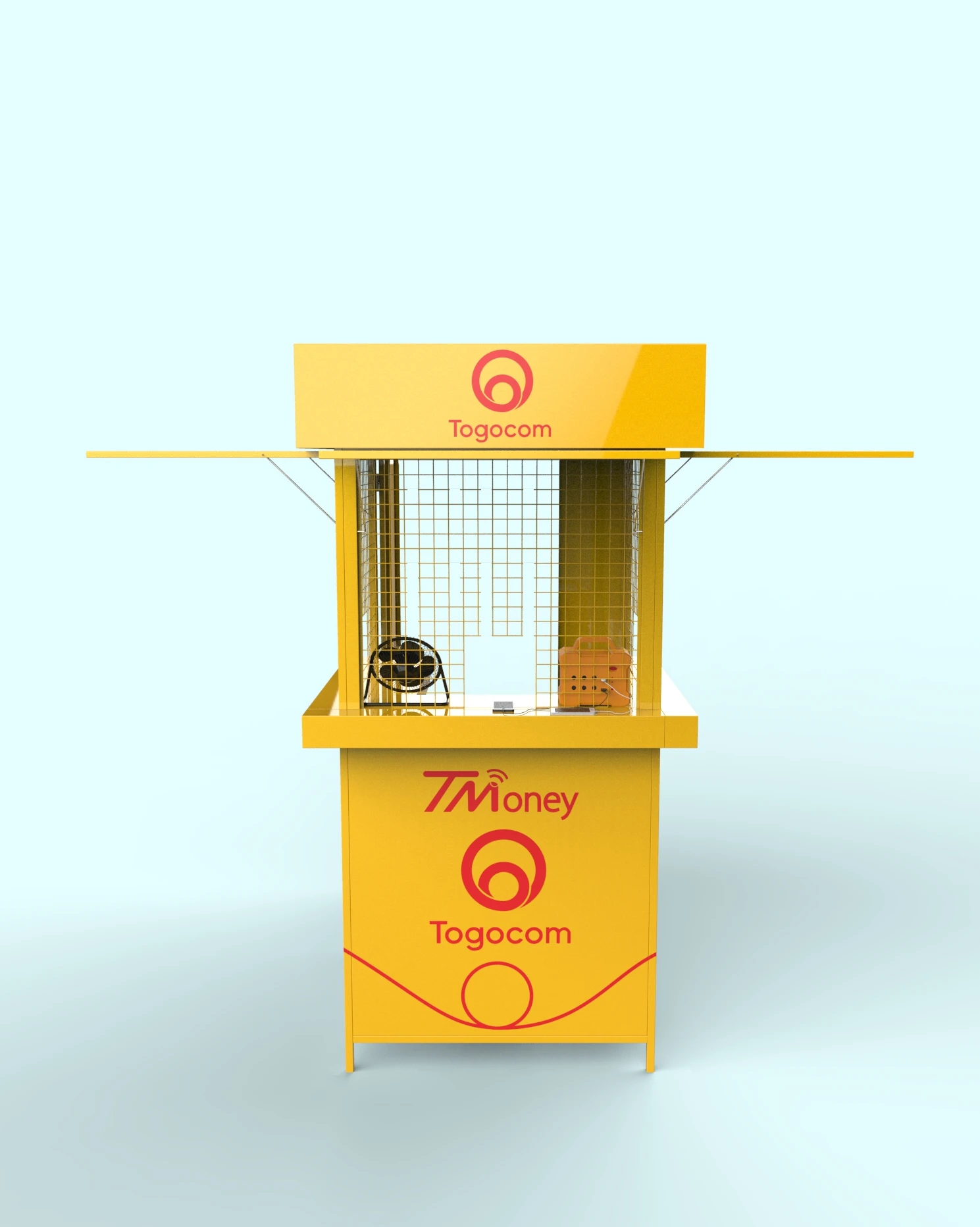 Floor Standing Rectangular Chain Store Display Stand Collapsible Metal Kiosk for Togocom Kiosk