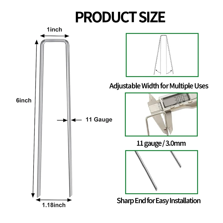 Common Wire Nails Artificial Turf Install Fasteners Stock 500 pcs Steel Galvanized U Shape Nails For Garden Greenhouse