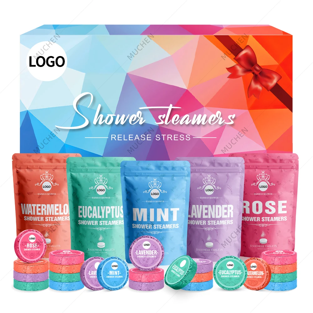 Muran Private Label Bath Fizzies Set Organic Relaxing Crystal Shower Steamers Dry Skin Moisturize Spa Bath Bombs Gift Set