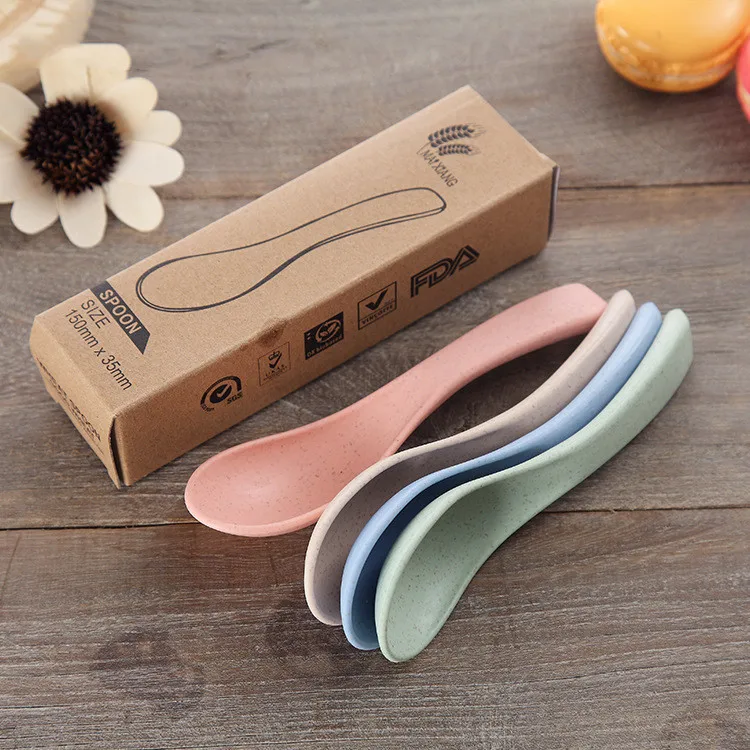 
Food grade biodegradable wheat straw health spoon Environmental straw spoon 4pcs 
