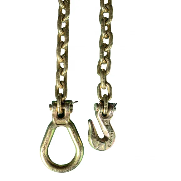 AS Standard G70 Transport Chain with Pear Link and Clevis Winged Grab Hook