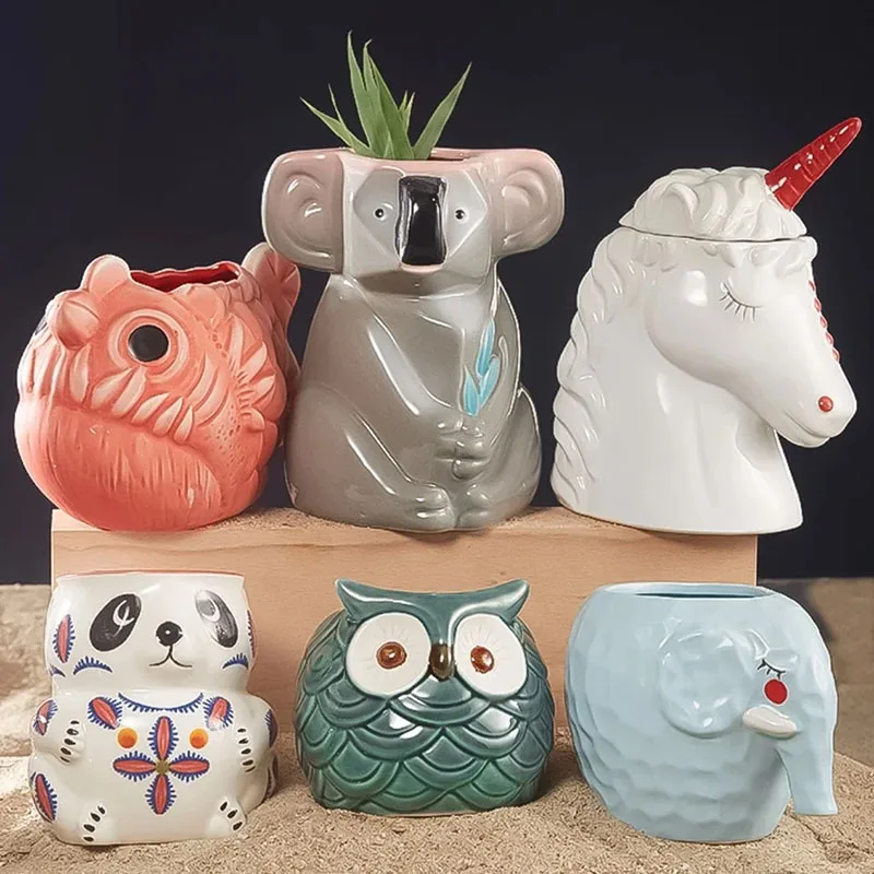 Creative Animal Shape Cocktail Glasses Beer Glass Martini Glasses Beverage Mugs ceramic animal pig koalas Hawaii Tiki Mugs