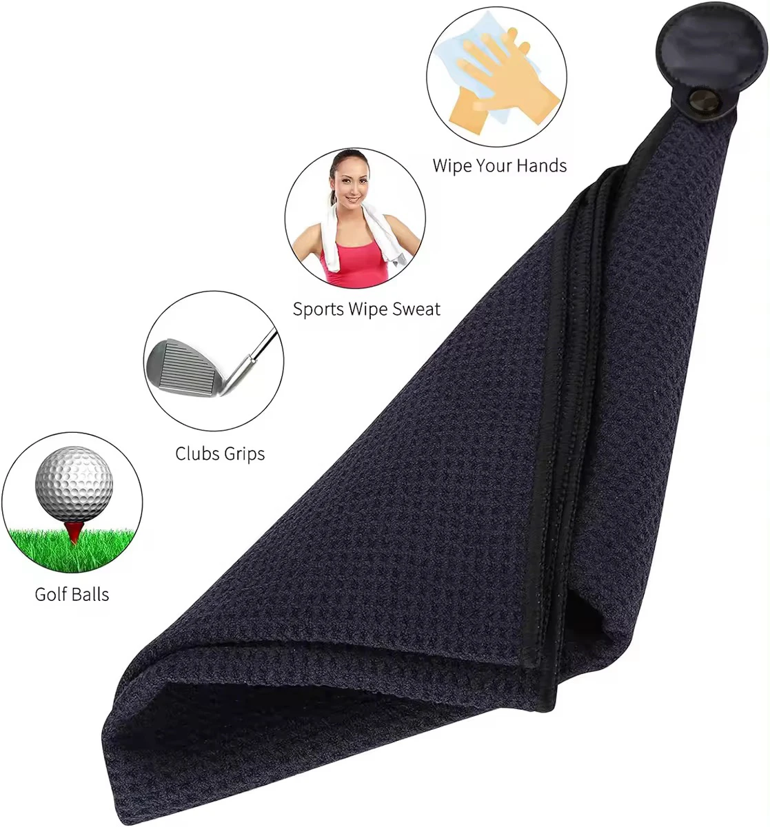 Manufacturers supply custom pattern printing microfiber rpet waffle towel with magnet