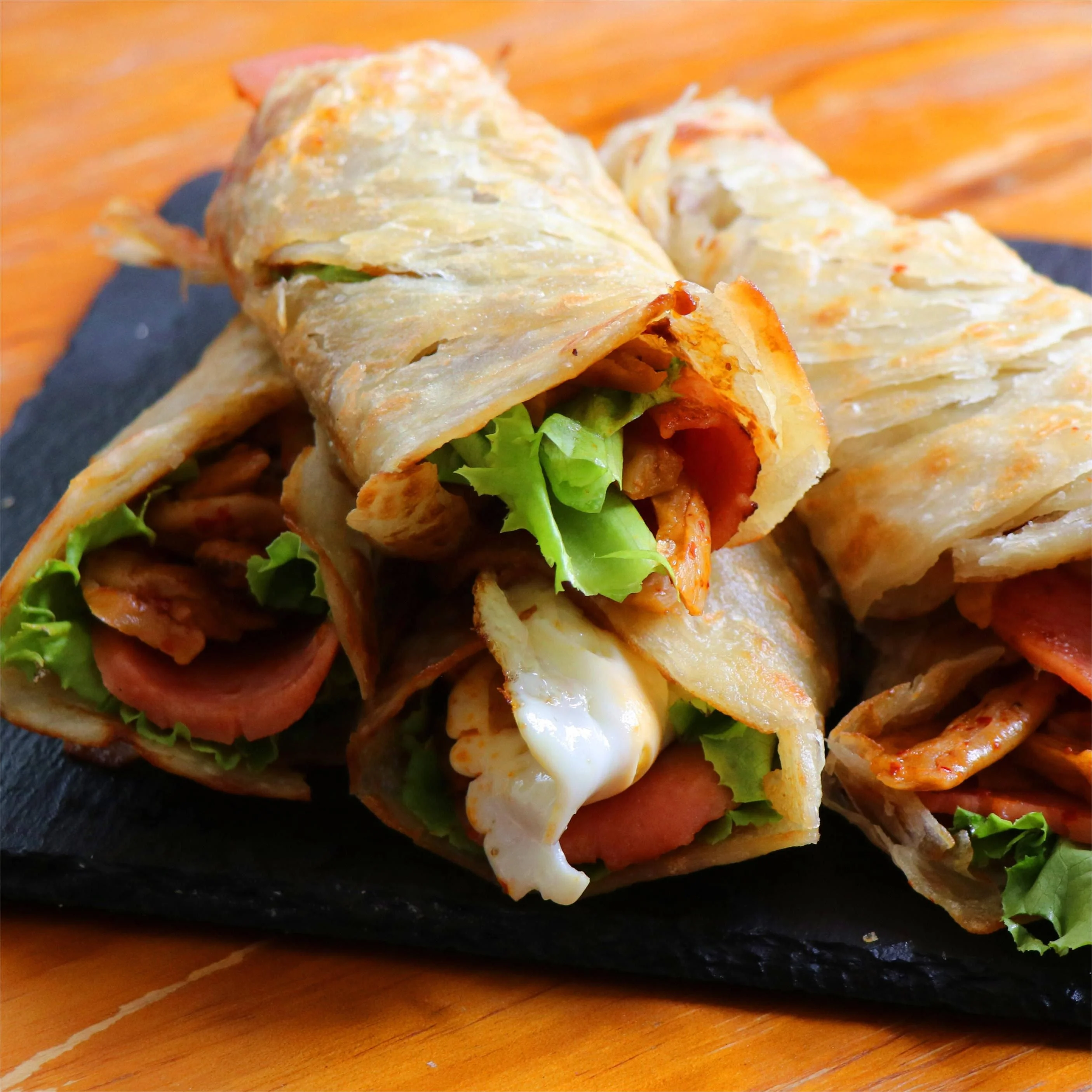 HACCP Certified Shredded Pancake Taiwan Style Hand Grasping Paratha Torn Wrap Cake