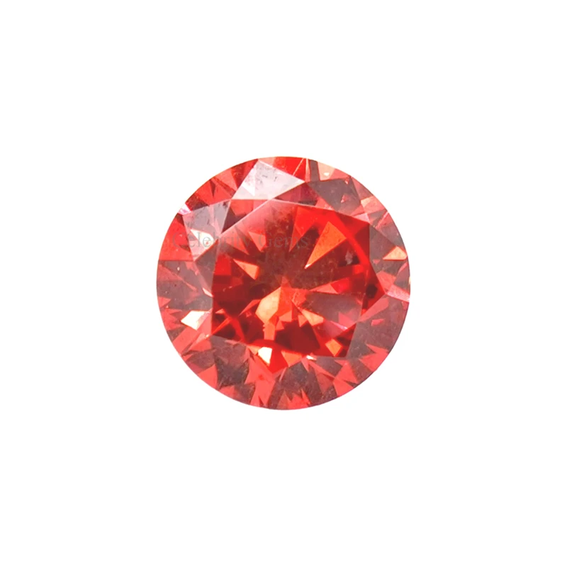 Wholesale Price Machine Cut Orange Synthetic Stones Round Brilliant Cubic Zirconia Per Gram for Sale