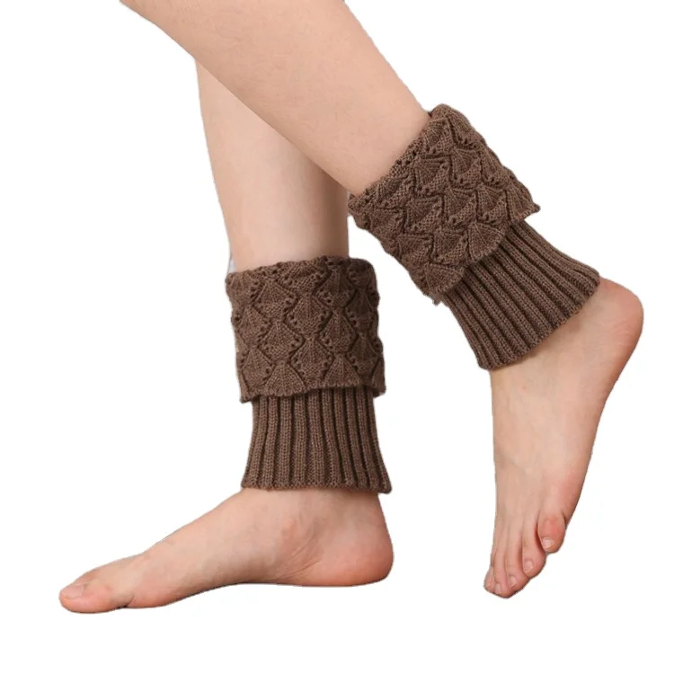 Factory direct supply knitting socks wool warm foot cover flip sailing scallop leggings wholesale