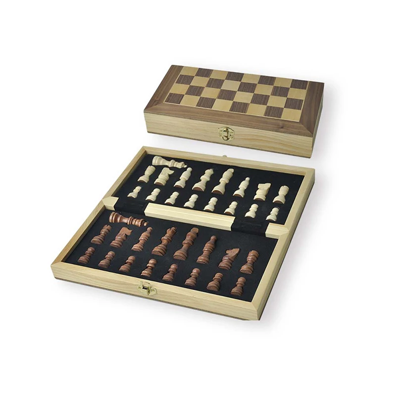 High Quality Chess Games Checkers Folding International Chess Set Mini Wooden Chess Pieces Board Game