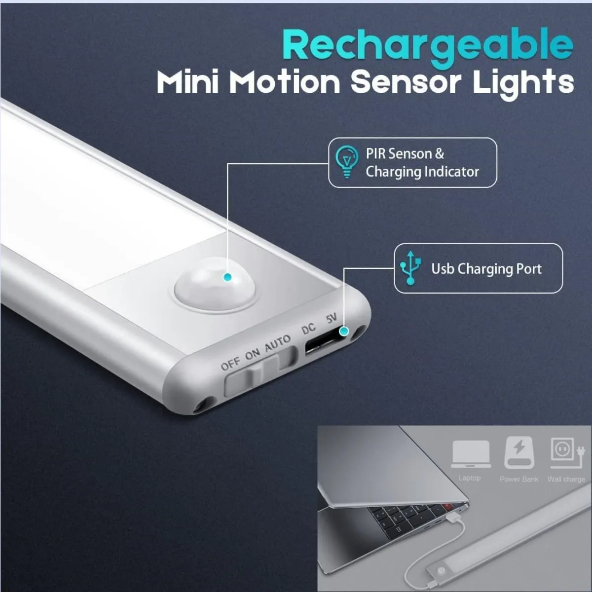 Перезаряжаемый Магнитный USB светодиодный датчик