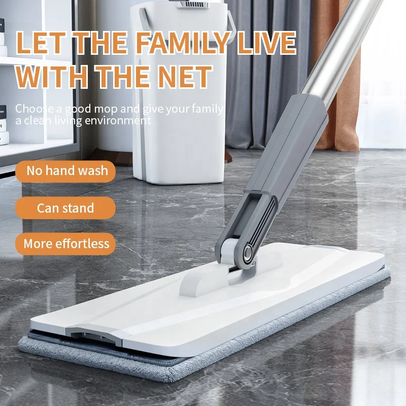 
Micro Fiber Bathroom Clean Rotating Replacement Heads Floor Mop and Bucket Kit 