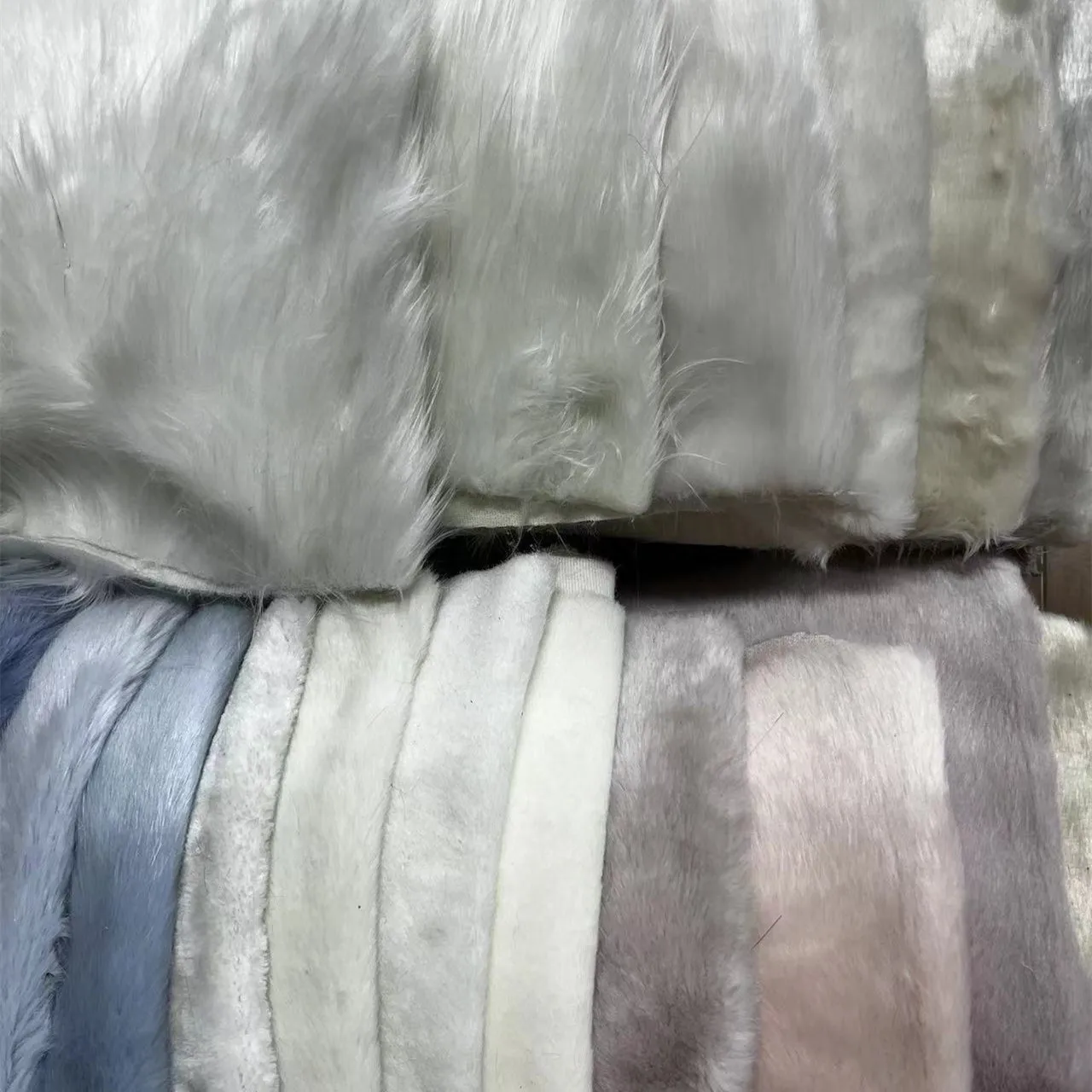 Mixed type faux fox fur fabric warehouse stock price cheap long fur