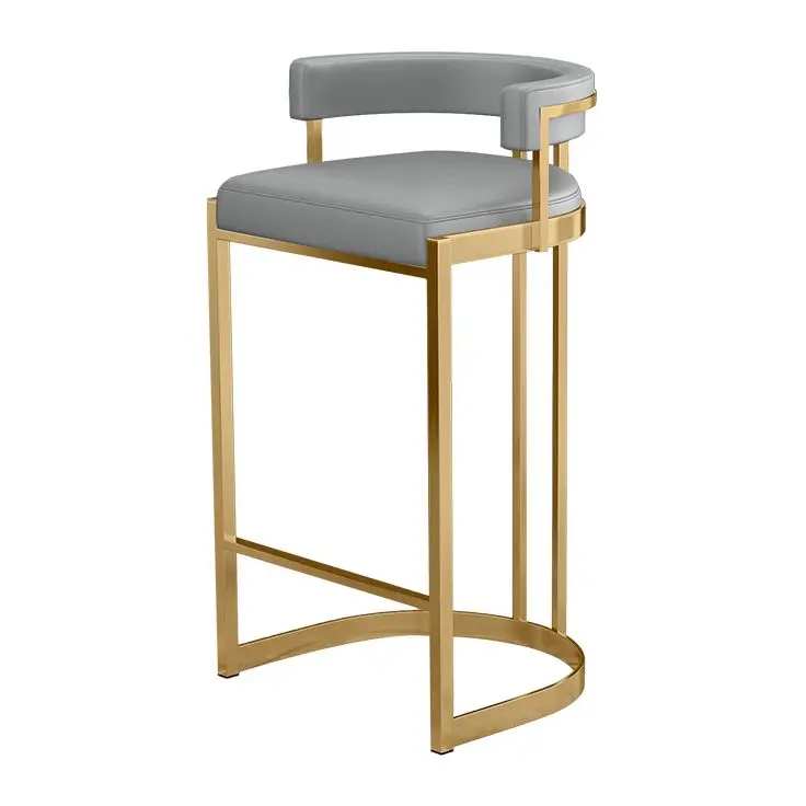 Modern Luxury Stainless Steel High Foot Stool Counter Chair For Hotel Cafe Home Black Bar Chairs