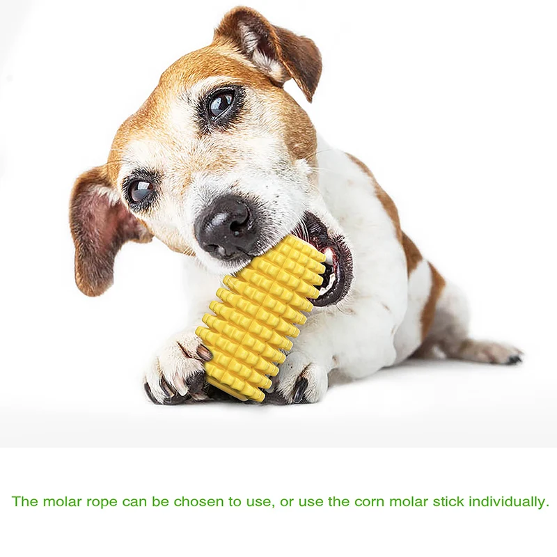 Puppy Toothbrush Clean Teeth Interactive Corn Dog Chew Toys
