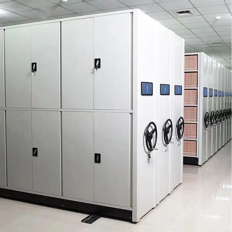 Hand-cranked Rolling File Compact Cabinet Mobile Shelving Electric Archive Storage System Steel Dense Frame