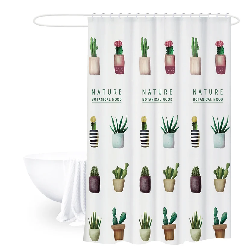 Floral Designer Bath Curtain PEVA Showering Curtain Printed Waterproof Bathroom Plastic Shower Curtain