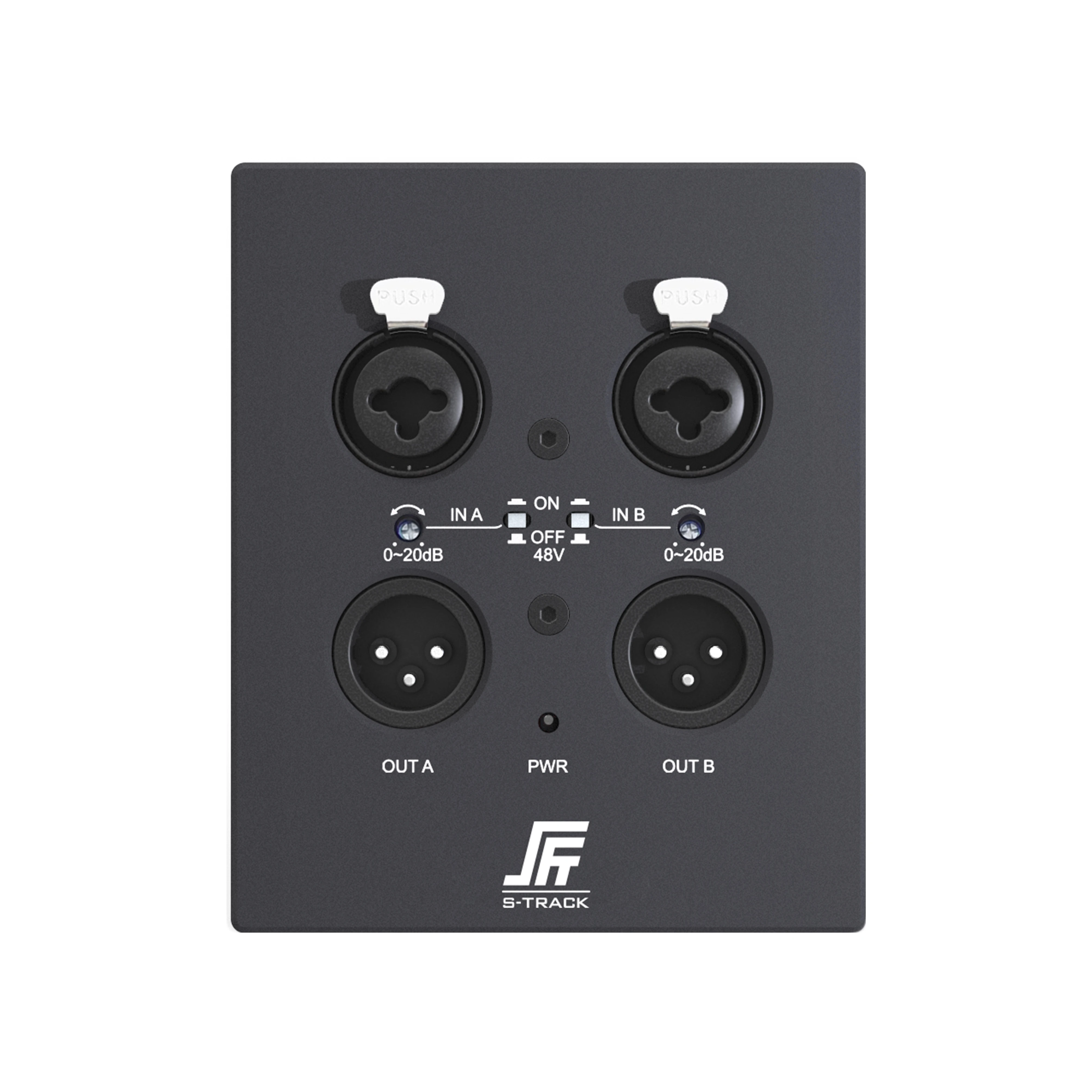 High quality 2X2 channel Dante audio interface networked wall plate