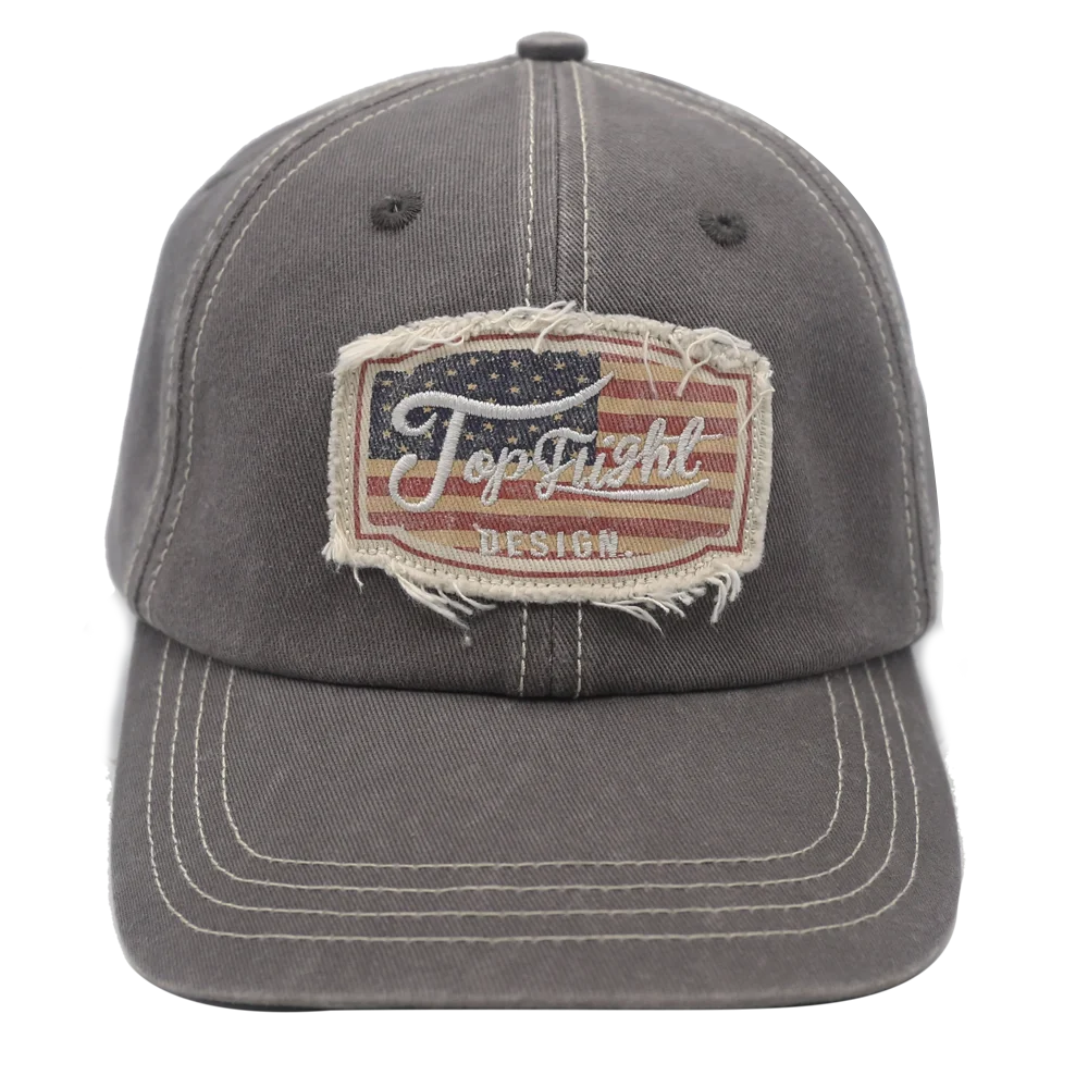 High Quality Customized Embroidered Patch Logo Fashion Golf Sports Caps Soft Gray Baseball Caps Washed Distressed Dad Hats