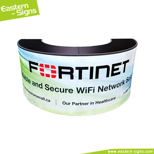 Portable LED light strip curved reception desk display digital led counter promotional display reception table for trade show