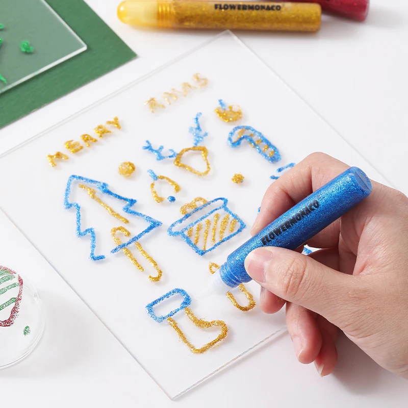 High Quality Wholesale Non-toxic Glitter Glue Kit Colorful Basic 8Colors Glitter Glue For Art Painting Kids Art Artist Paint