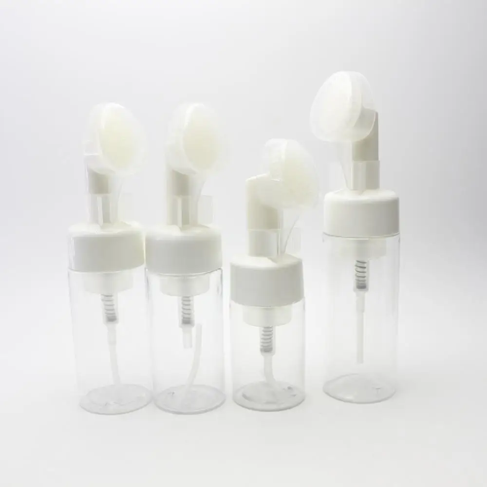 
43mm PET 120ml 150ml Plastic Foam Pump clear Bottle With Silicone Brush FB-002Z 