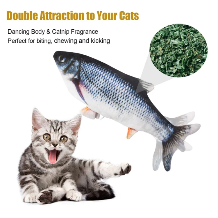 Factory Wholesale Magic Plush 3d Simulation Interactive Usb Charging Dancing Electric Floppy Fish Toy For Cat