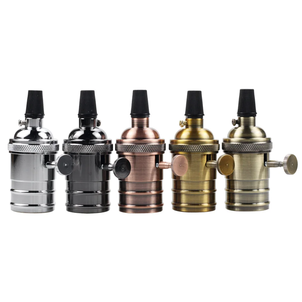 CE Сертифицированный держатель лампы металлический держатель лампы E27 алюминиевый черный стиль винтажная люстра