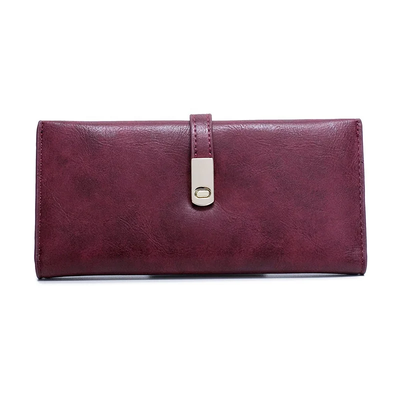 MIYIN Thin casual with long walletcard ticket fashionable coins bag ladies PU leather card wallet Retro Micro-abrasive Wallet