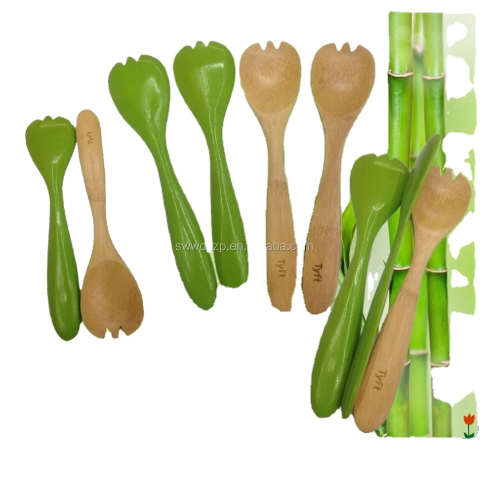 
Eco-friendly wholesale hot selling colored bamboo salad maker spoon for sale 