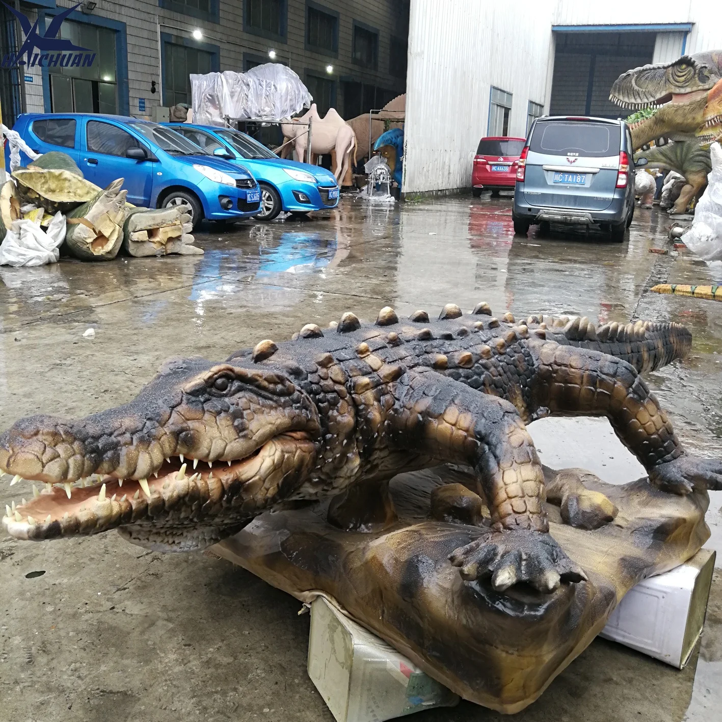 Vivid Realistic 3D Animal Model Life Size Alligator Animatronic Crocodile for Park