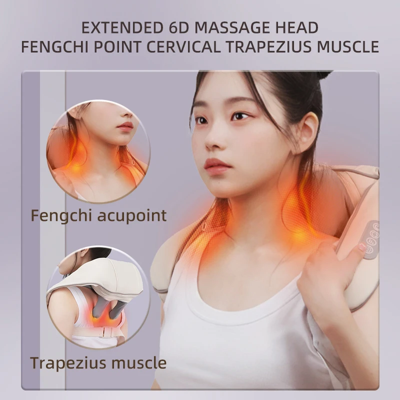 5D Shiatsu Kneading Neck Shoulder Massager Cordless Electric Full Body Heat Relief Massage Including Back Whole Body Kneading