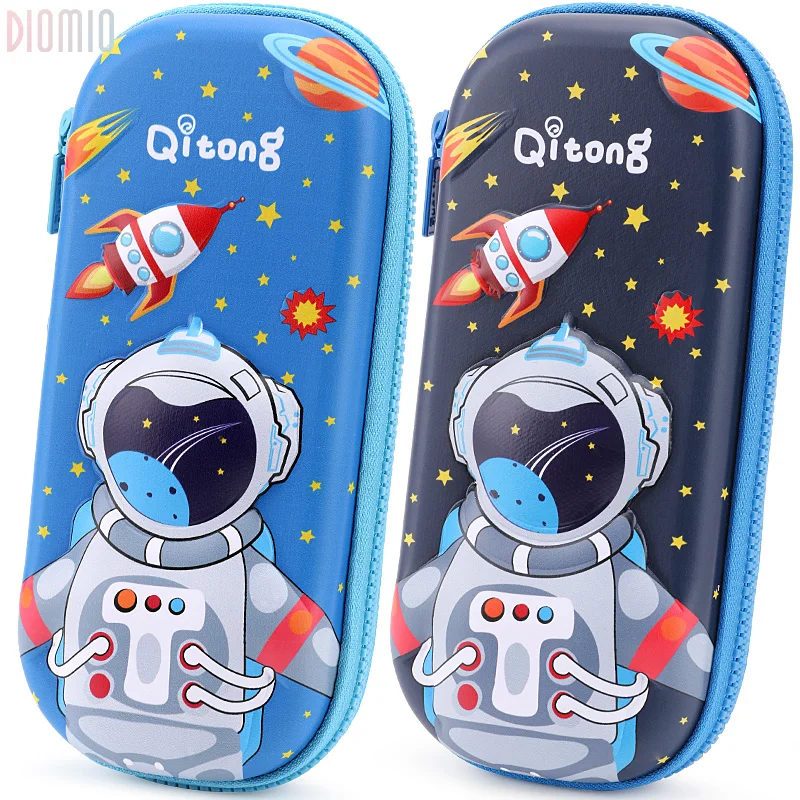 
top quality kids spaceman painting cartoon big zipper pencil case set 