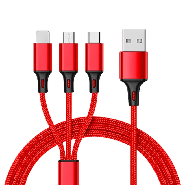 
Custom logo fast charging multi usb charger 3 in 1 cable for iphone type c micro 