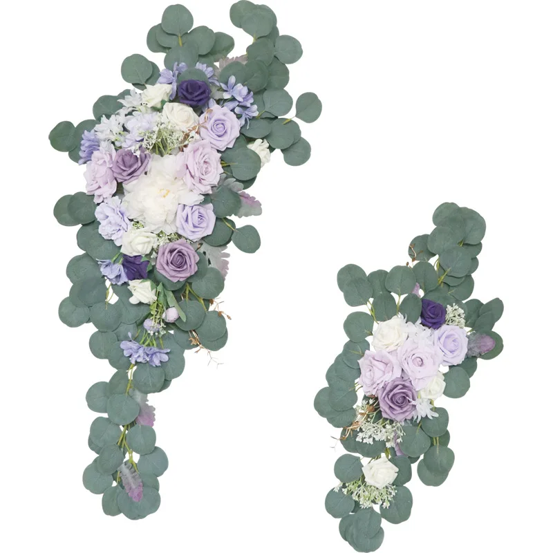 GM044 Simulated Taro Purple Rose Wedding Arch Flower Sets Arrangement Artificial Corner Flower Wedding