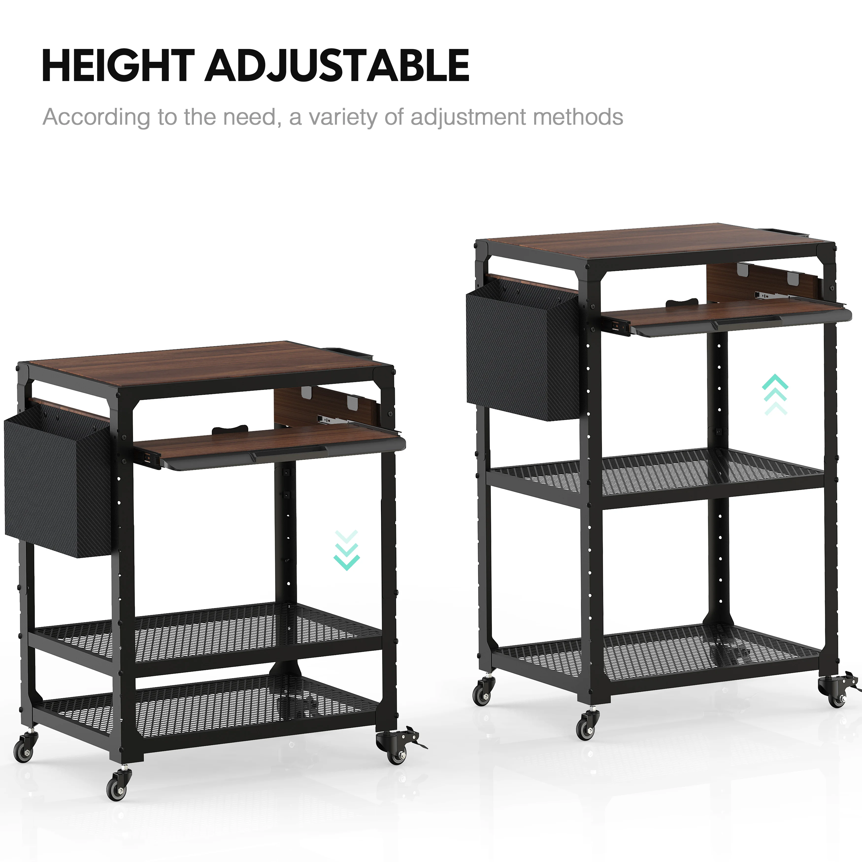 Office Computer Printer Stand Trolley Lecture AV Cart with Rolling Caster and Shelf